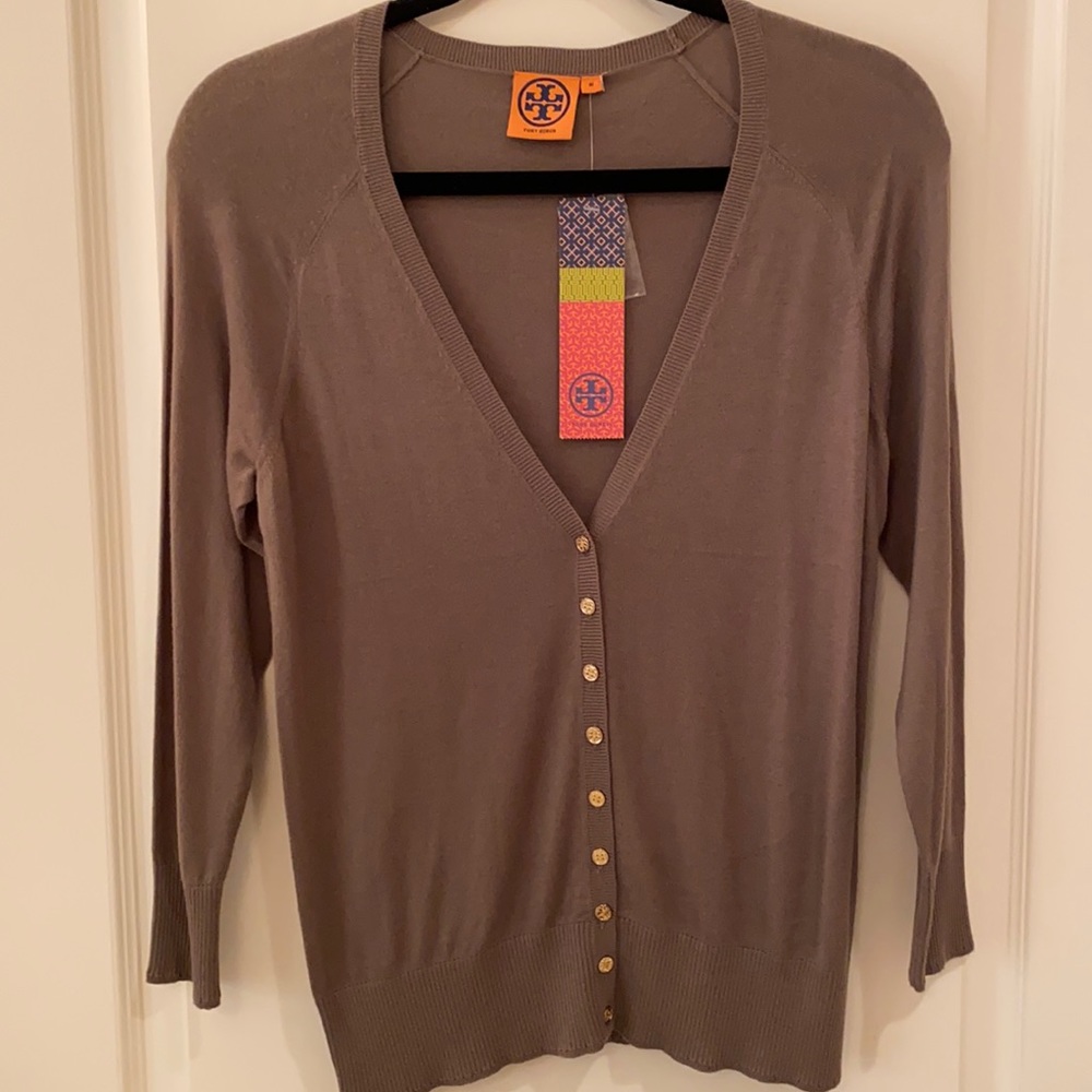 ⭐️NWT⭐️Tory Burch Leslie Cardigan Green Khaki